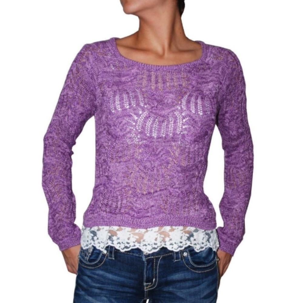 Macy's Purple Lace Trim Sweater